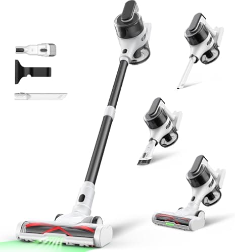 Cordless Stick Rechargeable Vacuum Cleaner, Lightweight, 55min Runtime, 9 in 1 Powerful Suction, Self Standing, Anti Tangle LED Headlight, Ideal for Carpets, Hardwood Floors, Pet Hair, and Home