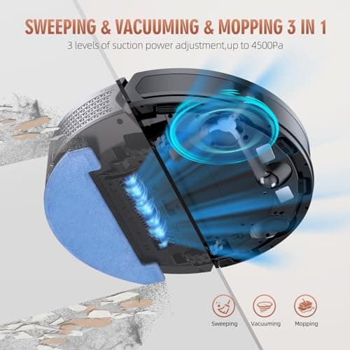 3-in-1 Robot Vacuum and Mop Combo, Self Emptying Station for 60 Days, Robotic Vacuum Cleaner with LiDAR Navigation & Max Strong 4500Pa Suction, WiFi/App/Alexa Self-Charging Replaceable Dust Bag