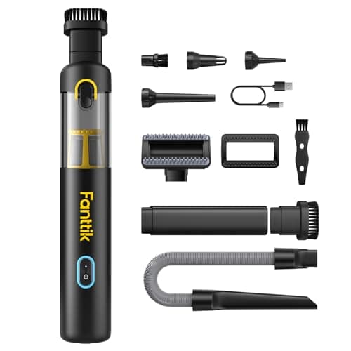 Fanttik Slim V8 Apex Car Vacuum, 4-in-1 Portable Mini Cordless Vacuum with 19000pa Suction Power, Type-C Charge, 2 Suction Modes, Handheld Vacuum for Car, Office Desk, Keyboards (Black)