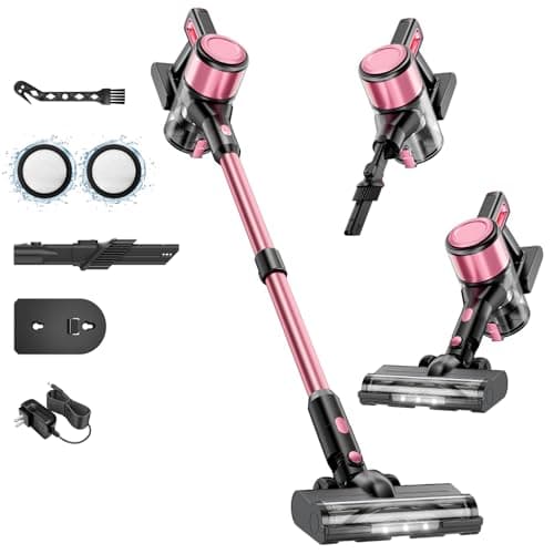 Cordless Vacuum Cleaner, 8 in 1 Powerful Stick Vacuum with 50Mins Rechargeable Battery, Vacuum Cleaners for Home Anti-Tangled Lightweight Handheld Vacuum for Hardwood Floor, Carpets, Pet Hair, White