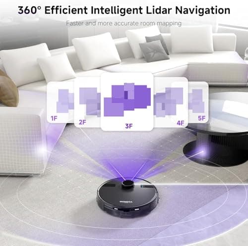 MONSGA Robot Vacuum and Mop Combo, 5000Pa Robotic Vacuum with 3.5L Self Emptying Station, Lidar Navigation Robot Vacuum Cleaner, 180mins Runtime, APP/Remote/Voice Control, for Hard Floors and Carpets