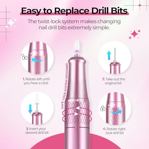 40000RPM Electric Nail File Drill Professional Kit, Drill Machine with LCD Display, Manicure Pedicure Polishing Acrylic Gel Nail Grinder for Salon, Home Use