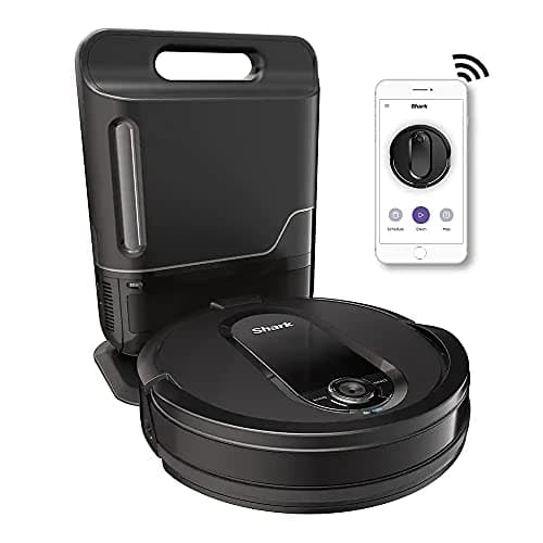 Shark AV1010AE IQ Robot Vacuum with XL Self-Empty Base, Bagless, 45-Day Capacity, Advanced Navigation, Alexa & Wi-Fi, Multi-Surface Brushroll, for Pets, Dander & Dust, Carpet & Hard Floor, Black