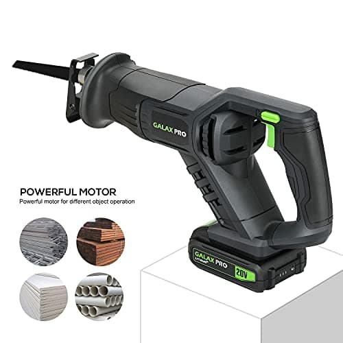 GALAX PRO Cordless Reciprocating Saw with 20V 2.0Ah battery, 0-3000RPM Variable Speed Power Reciprocating Saws with 7/8" Stroke Length,5pcs Zallsaw Blade for thin wooden board, soft metal Cutting