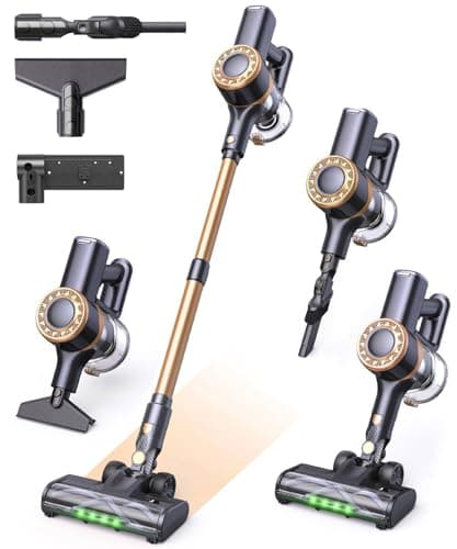 Cordless Vacuum Cleaner, 30Kpa Stick Vacuum with Anti-Tangle Brush and Upgraded Green Light, Vacuum Cleaner for Home, Wireless Vacuum for Pet Hair, Carpet, Hard Floor