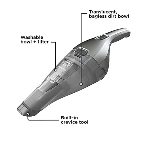 BLACK+DECKER dustbuster Handheld Vacuum, 8V Cordless, Hand Vacuum for Quick Cleanup with Crevice Tool and Washable Filter (HNVC220BCZ01)