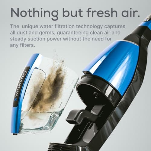 Quantum X Upright Water Filter Vacuum for Home — Superior Bagless Vac Cleaner with Water & MicroSilver Filtration to Clean Wet & Dry Messes. Pet, Dog Hair, Toddler Spills on Carpet & Hardwood Floor
