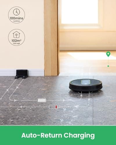 T6 Robot Vacuum, 100 Mins Runtime, Slim, Quiet, Automatic Robotic Vacuum Cleaner, Self-Charging, Schedule Setting, Remote/App/Voice Control, Ideal for Hard Floor and Low Pile Carpet