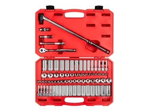 TEKTON 3/8 Inch Drive 6-Point Socket and Ratchet Set, 73-Piece (1/4-1 in., 6-24 mm) | SKT15311