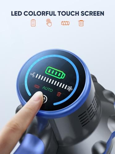 Cordless Vacuum Cleaner, 450W 38KPA Stick Vacuum with Intelligent Auto Mode, Color Touch Display, Up to 55Mins, Rechargeable Cordless Vacuum for Hardwood Floor Carpet Pet Hair, Blue