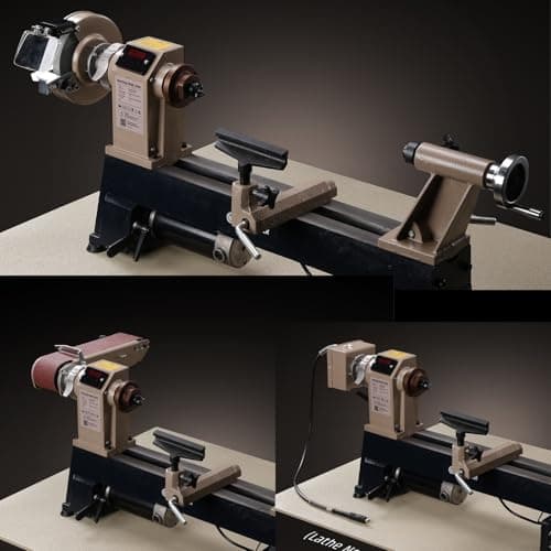 12" x 18" Wood Turning Lathe, 1 HP Benchtop Woodworking Lathe with Variable Speed 650-3800 RPM, Dual-Function Design with Extension Ports for Belt Sander or Grinding Wheel or Rotary Kit