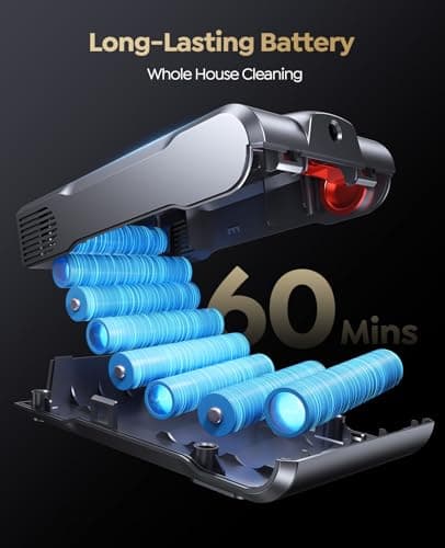 Cordless Vacuum Cleaner, 550W/45KPA/60Mins(ECO Mode) Vacuum Cleaners for Home, Self-Standing Stick Vacuum with Wall Mount Charging and Auto Mode, Handheld Vacuum for Pet Hair/Carpet/Floor