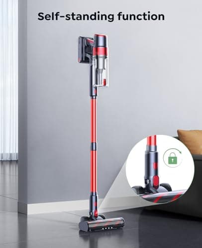 Cordless Vacuum Cleaner, 550W/45KPa Stick Vacuum, 60 Mins Runtime Rechargeable Vacuum, Wall Mount Charging, Auto Mode, Self-Standing Vacuum Cleaner for Home with 3.3Ft Hose for Pet Hair Carpet Floor