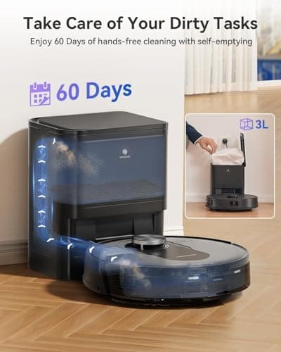 Proscenic Q8 Max Robot Vacuum and Mop with Self Emptying for 60 Days, 5,000 Pa Suction, LiDAR Navigation with Home Mapping, 200 Min Run, Auto Self-Charging, WiFi APP Control for Floor