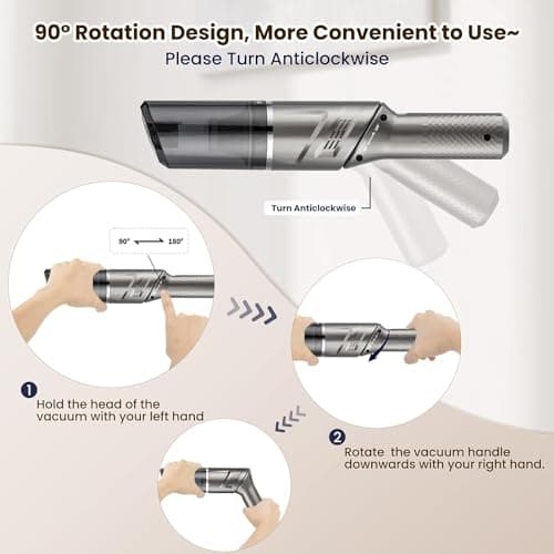 Car Vacuum Portable Cordless 120W/12kPa High Power Handheld Portable Handheld Vacuum Cordless Cleaner with Low Noise Wet and Dry Use Auto Vacuum Cleaner for Car Home Cleanning