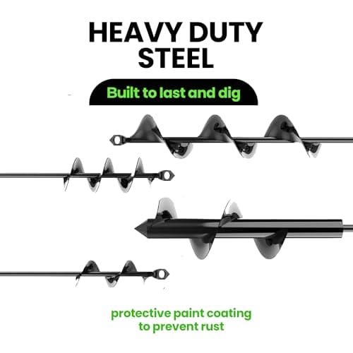 Auger Drill Bit for Planting 4 Pack – Garden Spiral Hole and Bulb Planter Tool for Umbrella Holes - Compatible with 3/8 Inch Hex Drive