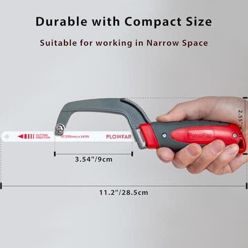 Aluminum Frame Mini Hacksaw with 10" Flexible Bi-Metal HSS Blade for Metal and Wood