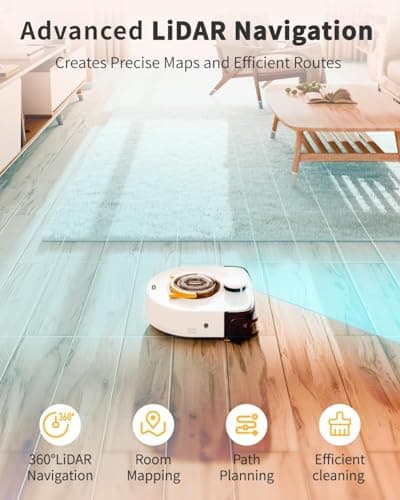 Robot Vacuum Cleaner, 22,000Pa Ultra-Strong Suction - Automatic Robot Vacuum for Pet Hair & Carpets, Tangle-Free Cleaning, Smart Mapping with LiDAR Navigation, App Controlled Vacuum Robot