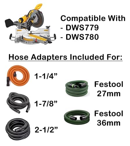 Improved Dust Collection Port for DeWalt DWS779 & DWS780 Miter Saws - Virtually No Mess - Made in the USA