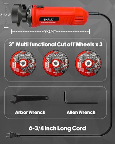 SHALL 3 Inch High-Speed Cut Off Tool, 3.5 Amp Metal Cutter Tool with 3Pcs Multifunctional Cut Off Wheels, 24000RPM Electricl Metal Cutting Tools for Steel, Inox, PVC