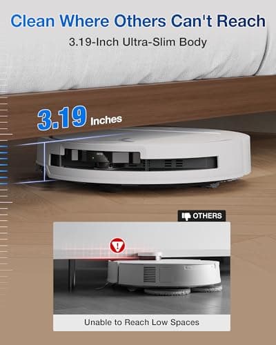 ECOVACS DEEBOT T50 PRO Omni Robot Vacuum and Mop, 3.19” Ultra-Slim, 15,000Pa Suction, ZeroTangle 2.0, TruEdge Edge Cleaning, AIVI 3D Obstacle Avoidance, Auto Mop Wash & Dry, Self-Emptying,White