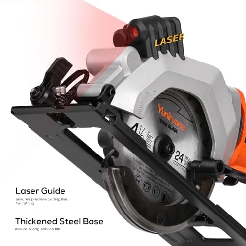 Mini Circular Saw, 20V 3400RPM Professional Cordless Circular Saw, Adjustable Angle and Depth,Max Cutting Depth 1-2/3"(90°), 1-1/8"(45°), Laser Guide, Rip Guide