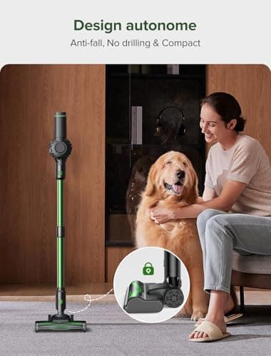 Vexilar Cordless Vacuum Cleaner, 550W/45Kpa Vacuum Cleaners for Home, Stick Vacuum with Brushless Motor, 45Mins Runtime, Touch Screen, Self-Standing, Lightweight Handheld Vacuum for Pet Hair(Green)