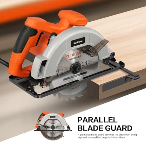 11 Amp Corded Circular Saw with Circular Saw Blade, 6000RPM, Adjustable Cutting Depth, 7-1/4 Inch Blade, Ideal for Wood and Plastic Cuts, Professional Carpentry Tool for Precision Cutting