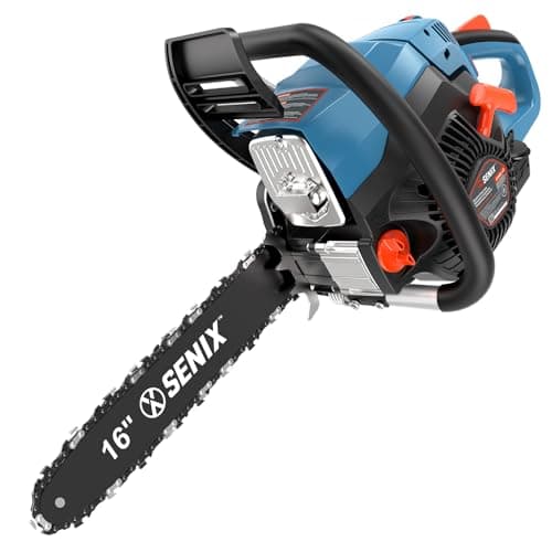 SENIX 16" Gas Chainsaw 46cc 4-Stroke Gas Powered Chainsaws, Cordless Chain Saw with Loop Handle for Wood Cutting and Tree Trimming, Low Emissions & Easy Maintenance, CS4QL-L3