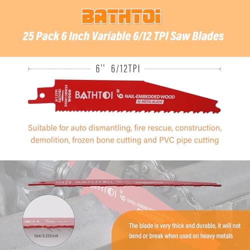 25 Pack 9 Inch 14/18 Tpi Reciprocating Saw Blades for Metal Cutting, Carbide Alloy Steel Sawzall Blades for Automobile Dismantling with 8% Cobalt for Longer Life and Faster Cutting Speed