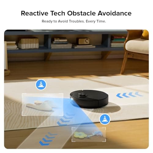 roborock Q10 S5 Robot Vacuum and Mop Cleaner, 10000Pa HyperForce Suction, Dual Anti-Tangle System, Auto-Lifting Mop, ReactiveTech Obstacle Avoidance, App Control, for Pet Hair and Carpet, Black