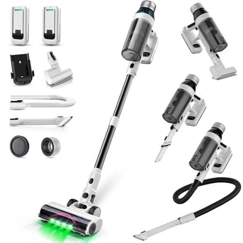 Cordless Vacuum Cleaner, 2 Batteries 110 Mins Runtime Vacuum Cleaners for Home, 550W 45KPA 15-in-1 Stick Vacuum with Charging Dock, Handheld Vacuum Cordless for Pet Hair Carpet Hardwood Floor