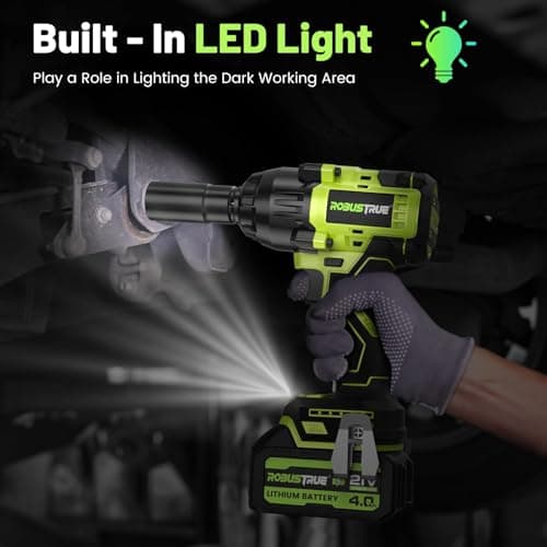 Cordless Impact Wrench 738ft-lbs (1000N.m), High Torque Brushless 1/2 Impact Gun, 2 x4.0Ah Battery 21V Max, Fast Charger, 4 Sockets, Impact Wrench for Home Car Tires Truck Mover