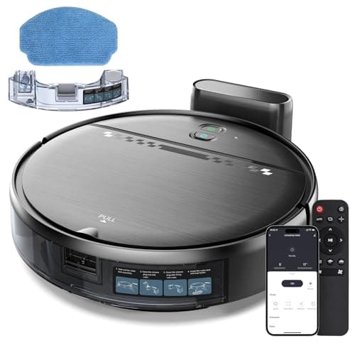 Robot Vacuum and Mop, 2-in-1 Robotic Vacuums Cleaner with Smart Max Strong Suction, WiFi/App/Alexa Voice Control, Obstacle Avoidance, for Pet Hair, Carpets and More