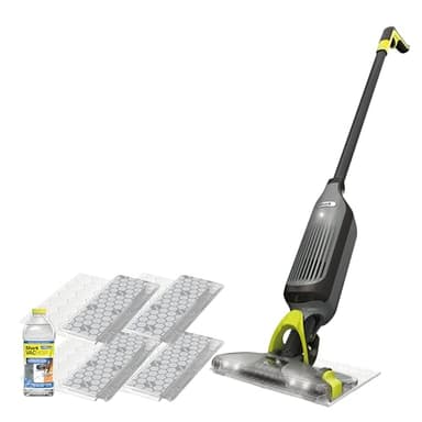Shark VACMOP Pro Cordless Hard Floor Cleaner, Vacuum and Spray Mop, Powerful Suction, Lightweight, LED Headlights, Includes 4 Disposable Pads, 12oz Multi-surface Cleaning Solution, Gray, VM252