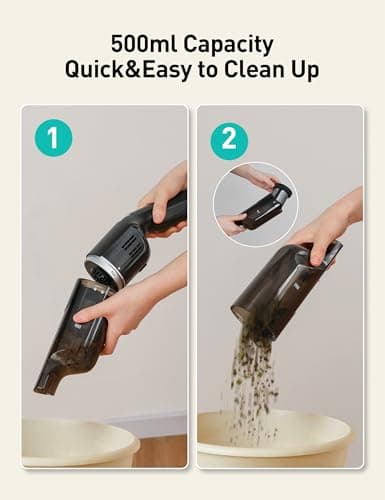Cordless Handheld Vacuum, 15KPA Powerful Car Vacuum, Rechargeable, Charging Dock, Ergonomic Handle, 2-in-1 Crevice Tool, 1.8lb Portable Handheld Vacuums with 2-Speed for Car, Home