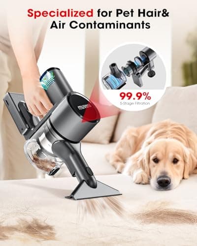 Cordless Vacuum Cleaners for Home, 45KPA Powerful Suction, Up to 60 Minutes, Tangle-Resistant, Lightweight, Rechargeable Stick Vac with Wall Mount for Carpet, Tile, Pet Hair, Hardwood Floors