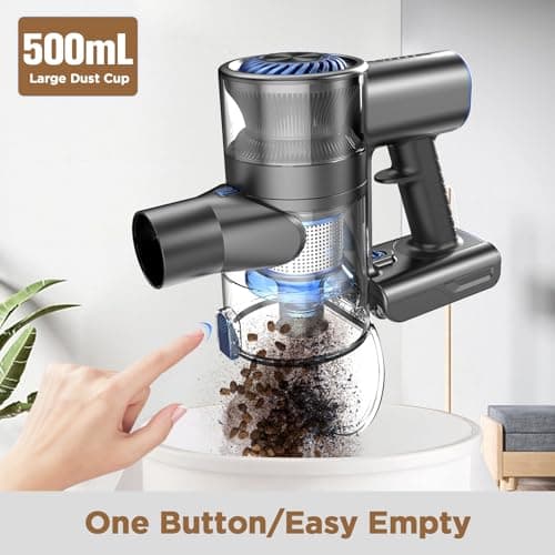 Vacuum Cleaners for Home, 80,000PRM Powerful Motor Cordless Vacuum with Removable 2200mAH Battery up to 35 Mins Worktime, 2 Adjustable Modes and Detachable Parts Stick Vacuum (Sandy Blue)