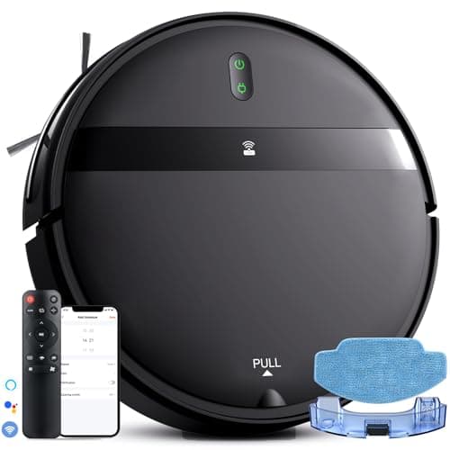Robot Vacuum and Mop Combo - WiFi/Alexa/App, Robotic Vacuum Cleaner, Ultra-Slim & Quiet, Tangle-Free, Auto Recharge, Multi-Surface Cleaning, Cleans Carpets, Hard Floors & Pet Hair Efficiently