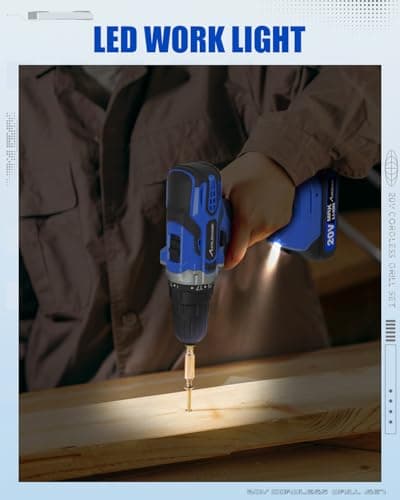 AVID POWER 20V MAX Power Drill Kit, Cordless Drill Set with Battery and Charger, 2 Variable Speed, 3/8-Inch Keyless Chuck, 19 Position and 22pcs Bits - Blue