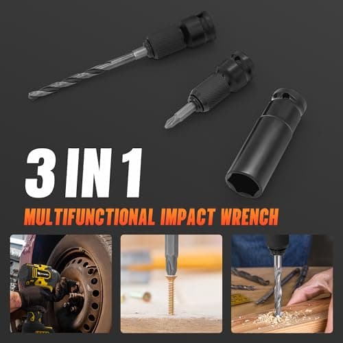 Cordless Impact Wrench 480 Ft-lbs(650N.m) High Torque 1/2 Inch, 3300RPM Brushless Electric Impact Gun, 2 * 4.0Ah Battery 4 Sockets 19 Drill Bits, 3 In 1 Impact Wrench for Car Home DIY