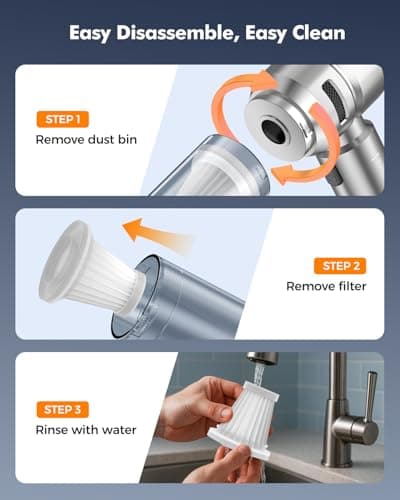 Car Vacuum,3 Suction Modes,Portable Mini Cordless Cleaner with 24000pa Suction Power,Type-C Charge,Handheld Vacuum for Home,Car, Office Desk, Keyboards(Bright Silver)
