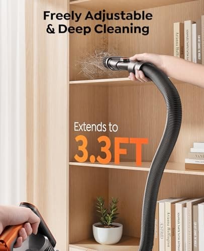 Cordless Vacuum Cleaner, 550W/45KPa/60Min Runtime Stick Vacuum with 3.3Ft Hose, Wall Mount Charging, Auto Mode, Touchscreen, Self-Standing Vacuum Cleaner for Home/Pet Hair/Carpet/Car, Fragrance