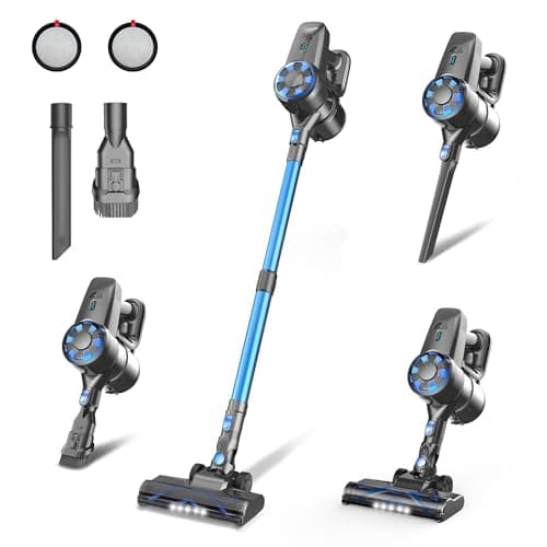 Cordless Vacuum Cleaner, 8-in-1 Lightweight Stick Vacuum with Powerful Suction, Self-Standing, 40 Mins Max Runtime, Rechargeable Vacuum Cleaners for Home, Hardwood Floor, Carpet, Pet Hair N3S