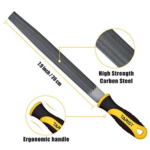 Metal File Set, 3-Piece, 8-inch,Professional Carbon Steel File, Includes Flat/Half-Round/Round,Work for Metal, Wood and More