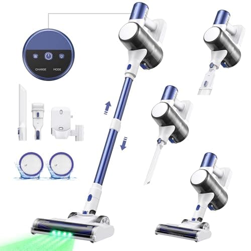 Ultenic Cordless Vacuum Cleaner, 45KPa 500W Motor Stick Vacuum Rechargable,Green Light for Dust Detection, Self Standing Design with 1L Dust Cup, Stick Vacuum for Home, Pet Hair, Hardwood Floors