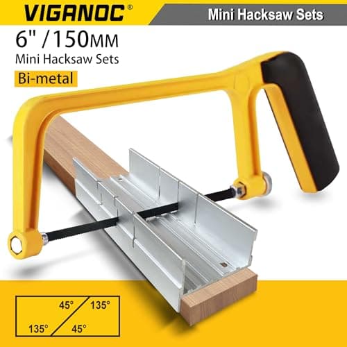 6-inch Mini Hacksaw and Miter Block Set - 150 mm Cutting Hand Saw with Bi-metal Blade