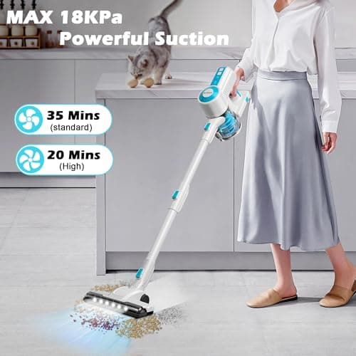 PURKINN Cordless Vacuum Cleaner 18KPa Powerful Stick Vacuum Rechargeable with 2 Modes, 2200mAh Battery, 35Min Runtime, Small Handheld Vacuum Cleaner for Home, Hardwood Floor, Pet Hair, Car, P8