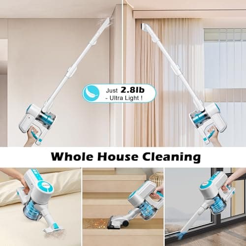 PURKINN Cordless Vacuum Cleaner 18KPa Powerful Stick Vacuum Rechargeable with 2 Modes, 2200mAh Battery, 35Min Runtime, Small Handheld Vacuum Cleaner for Home, Hardwood Floor, Pet Hair, Car, P8