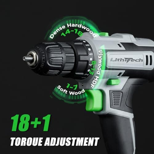 Cordless Drill Set, 20V Power Drill with Battery 2.0Ah and Charger, 3/8-Inch Keyless Chuck Electric drill, 18+1 Position, 2 Variable Speed, 380 In-lb Torque (Gray)